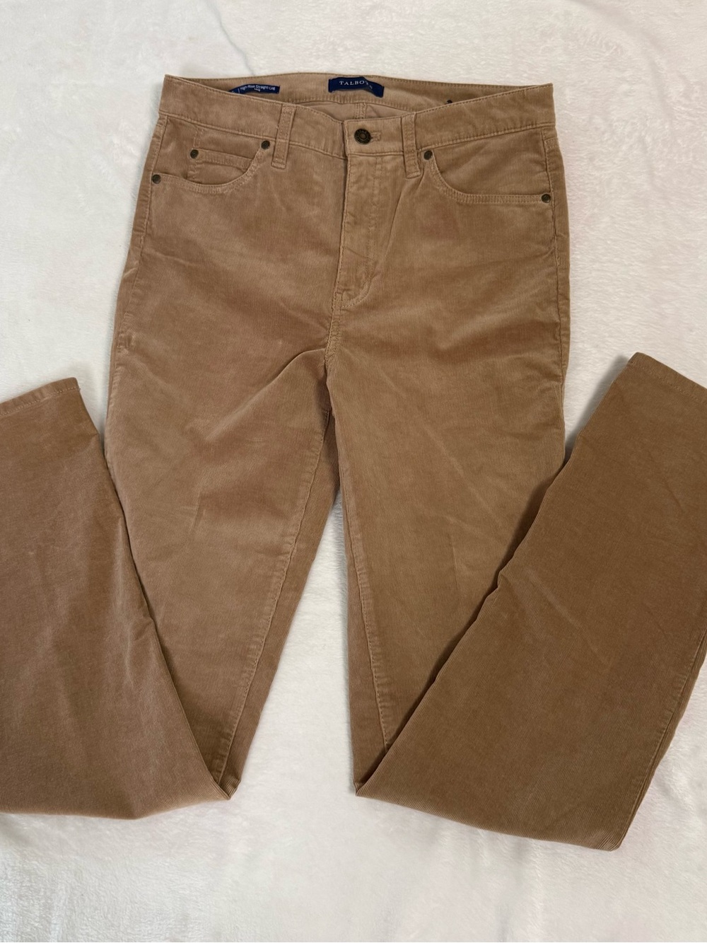 Talbots Women's Brown Corduroy Straight-Leg Pants Size 6 Long EUC